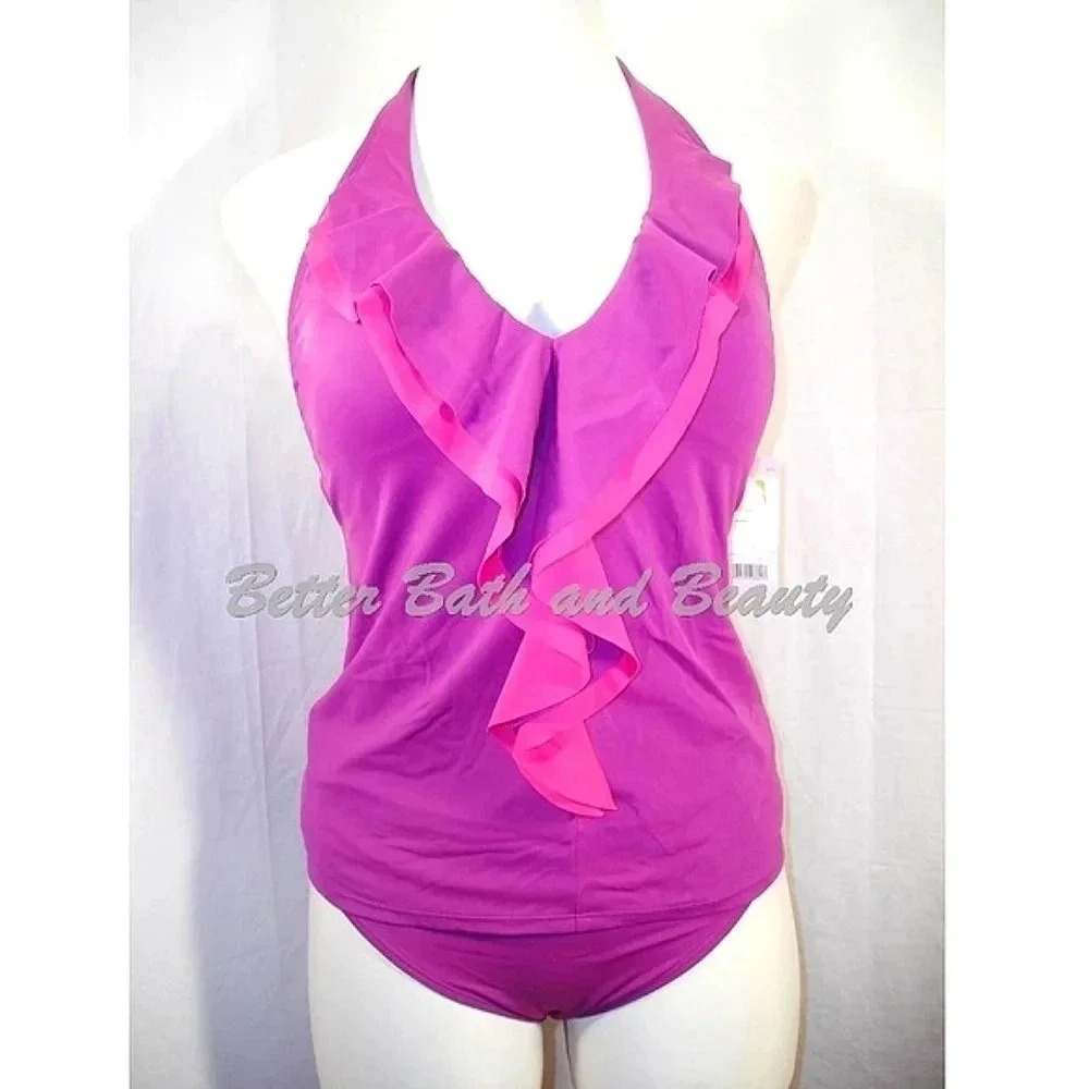 Tropical Escape Halter Tankini Swim Suit 10/12